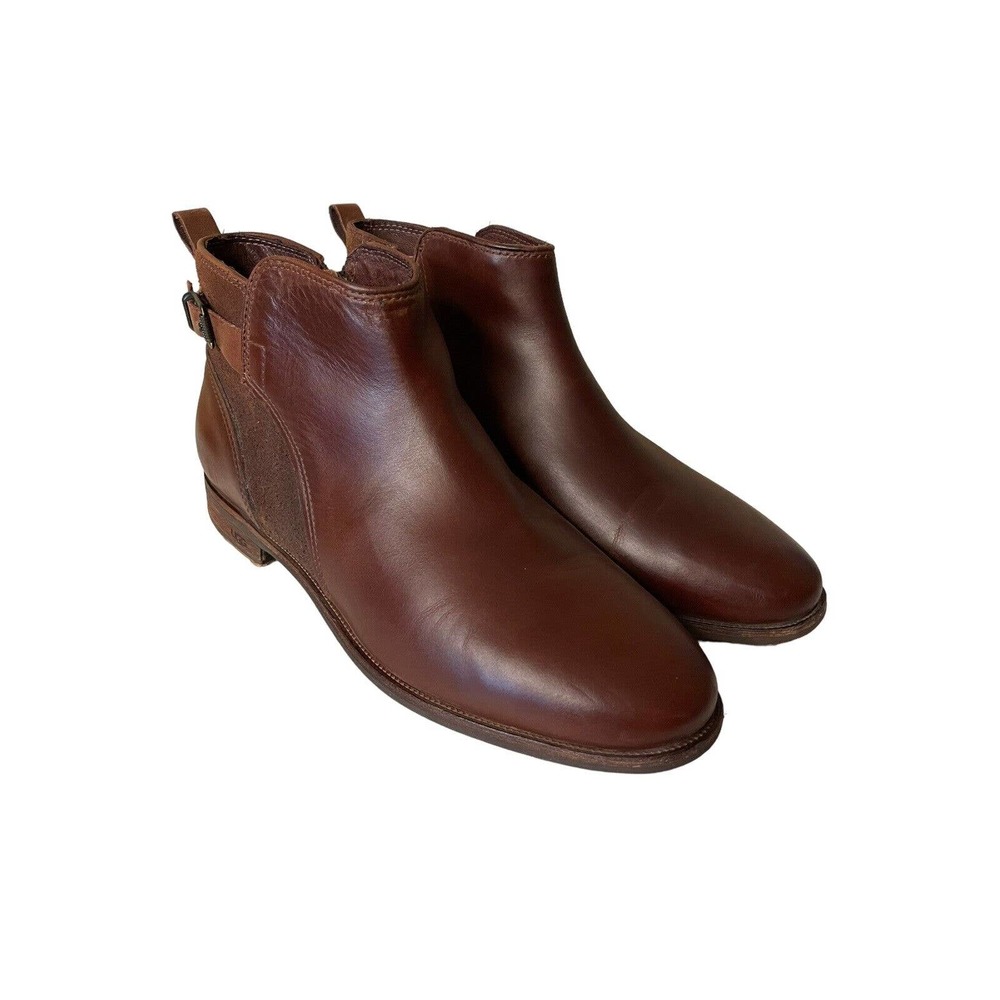 UGG Australia Demi Brown Distress Leather Zip Ankle Booties Women’s 10 1008677